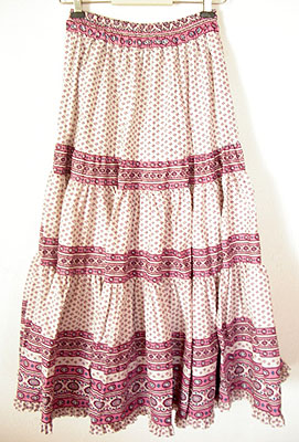 Provence tiered skirt, long (Lourmarin. white x pink)